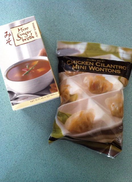 Miso Ginger Soup with Cilantro Chicken Wontons